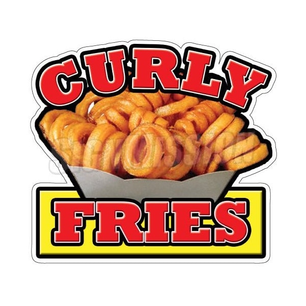CURLY FRIES Concession Decal sign french hot cart trailer stand sticker, D-DC-24-Curly Fries
